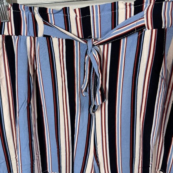 Ambiance Appearl Womens 3X Blue Striped Paper Bag Shorts Drawstring Pockets - Picture 8 of 11